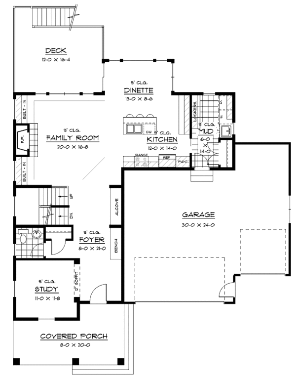 House Plan Design - European Floor Plan - Main Floor Plan #51-624
