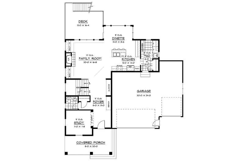 Home Plan - Floor Plan - Main Floor for European House Plan #51-624 - 3 bed, 2.5 bath