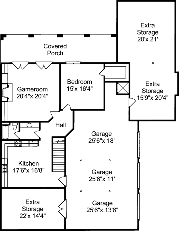 Architectural House Design - Country Floor Plan - Lower Floor Plan #37-266