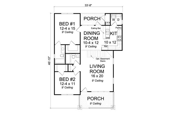 Floor Plan - Main Floor for Cottage House Plan #513-2084 - 2 bed, 2 bath