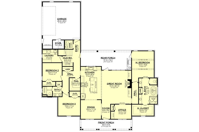 House Plan Design - Floor Plan - Main Floor for Southern House Plan #430-216 - 3 bed, 2.5 bath