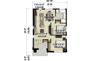 Floor Plan - Main Floor 1 for Contemporary House Plan #25-4325 - 2 bed, 1 bath