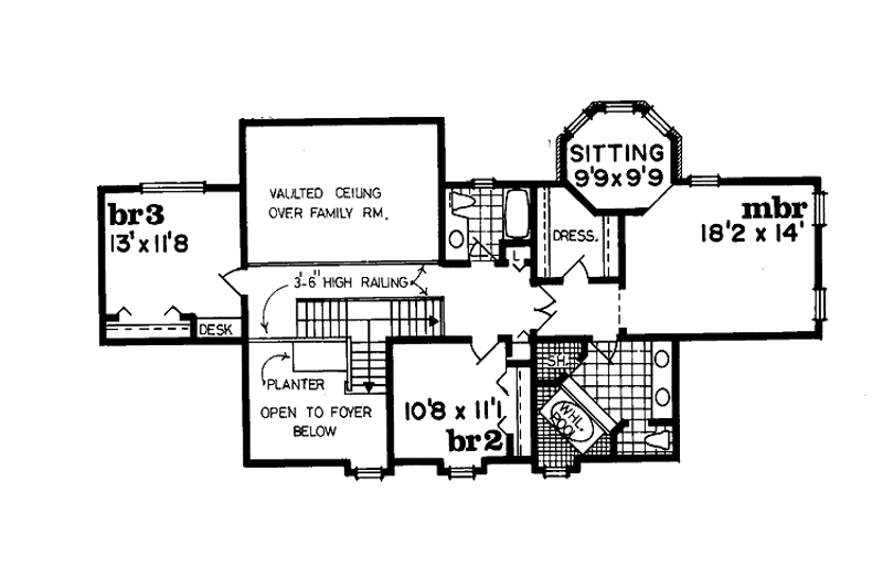 Dream House Plan - Floor Plan - Upper Floor for Traditional House Plan #47-726 - 3 bed, 3.5 bath