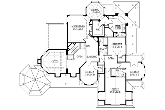 Floor Plan - Upper Floor for Craftsman House Plan #132-458 - 4 bed, 3.5 bath