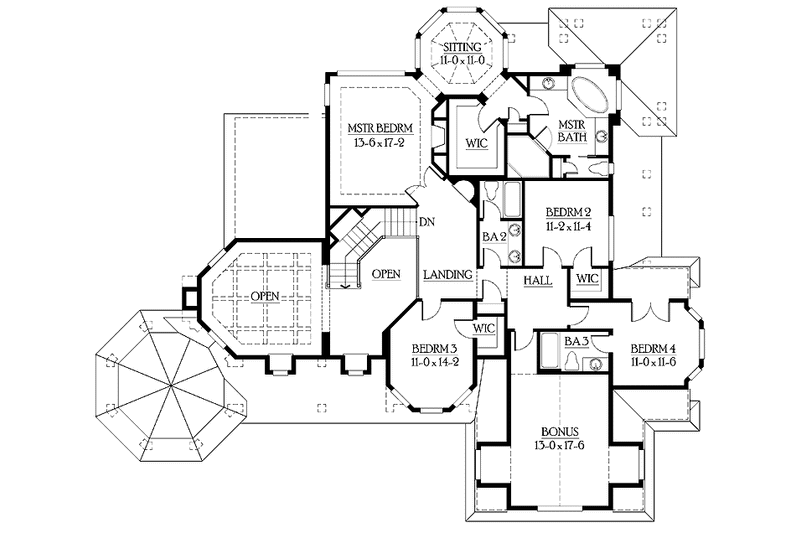 Dream House Plan - Floor Plan - Upper Floor for Craftsman House Plan #132-458 - 4 bed, 3.5 bath