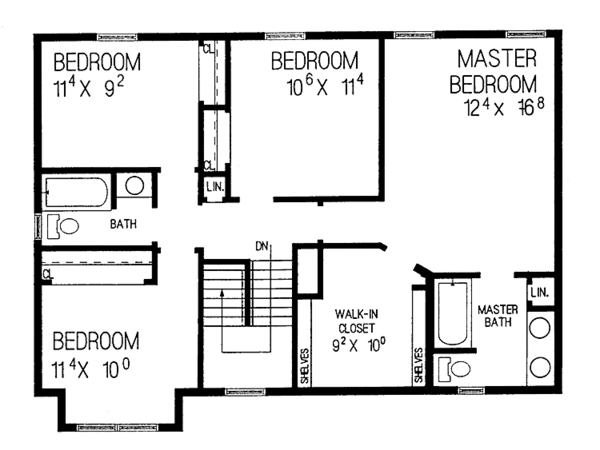 House Blueprint - Country Floor Plan - Upper Floor Plan #72-1041