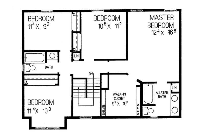 Architectural House Design - Floor Plan - Upper Floor for Country House Plan #72-1041 - 4 bed, 2.5 bath