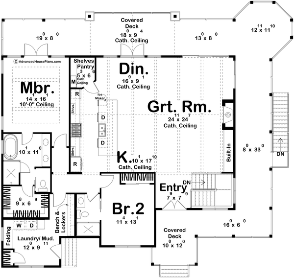 Architectural House Design - Floor Plan - Main Floor for Beach House Plan #455-794 - 2 bed, 2 bath