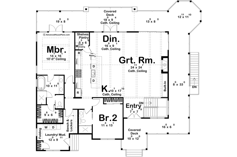 Architectural House Design - Floor Plan - Main Floor for Beach House Plan #455-794 - 2 bed, 2 bath