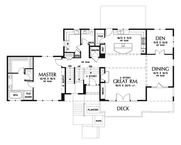 Dream House Plan - Prairie Floor Plan - Main Floor Plan #48-922