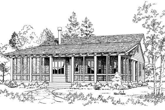 Exterior - Front Elevation 4 for Country House Plan #942-13 - 2 bed, 2 bath
