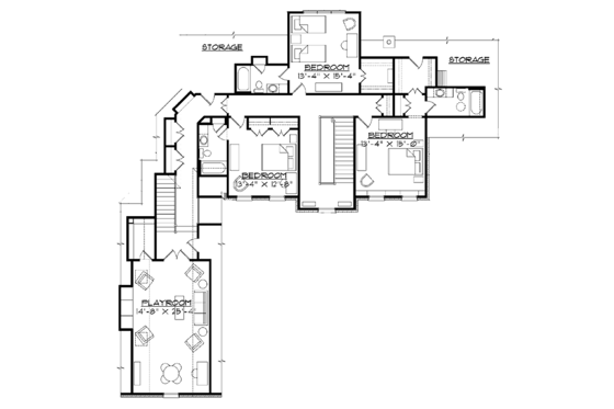 Floor Plan - Upper Floor for Colonial House Plan #1054-12 - 6 bed, 6.5 bath