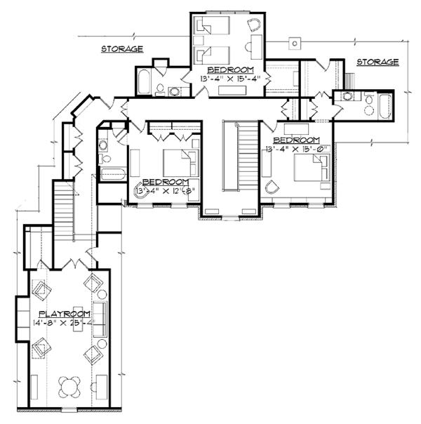 Colonial Floor Plan - Upper Floor Plan #1054-12