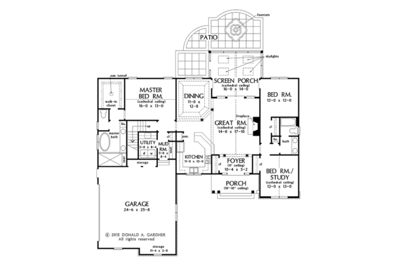 Floor Plan - Main Floor for Ranch House Plan #929-1002 - 3 bed, 2 bath