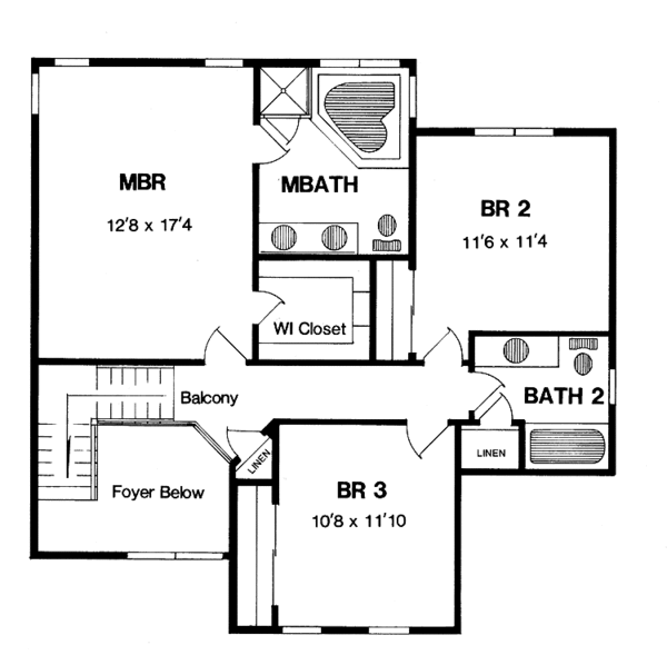 Home Plan - Traditional Floor Plan - Upper Floor Plan #316-223