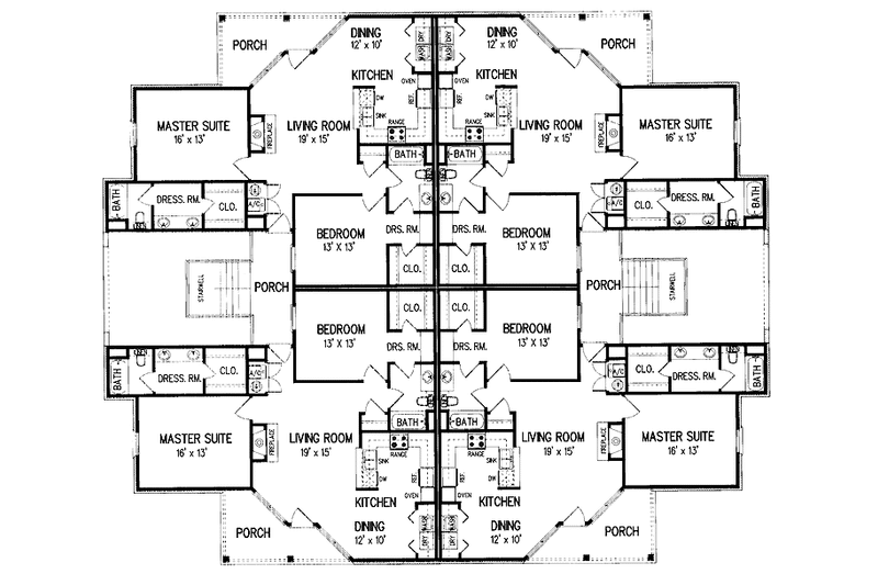 Dream House Plan - Floor Plan - Main Floor for Colonial House Plan #45-410 - 16 bed, 8 bath