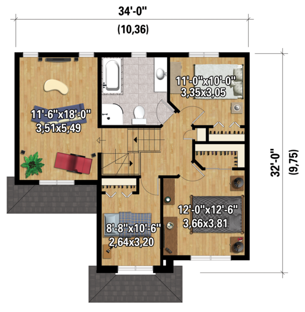 Traditional Floor Plan - Upper Floor Plan #25-4423