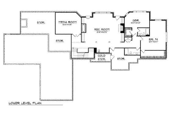 Floor Plan - Lower Floor for European House Plan #70-793 - 5 bed, 4.5 bath