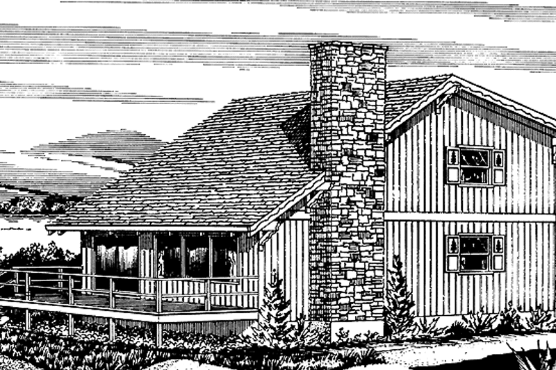 Dream House Plan - Exterior - Rear Elevation for Contemporary House Plan #320-800 - 3 bed, 1 bath