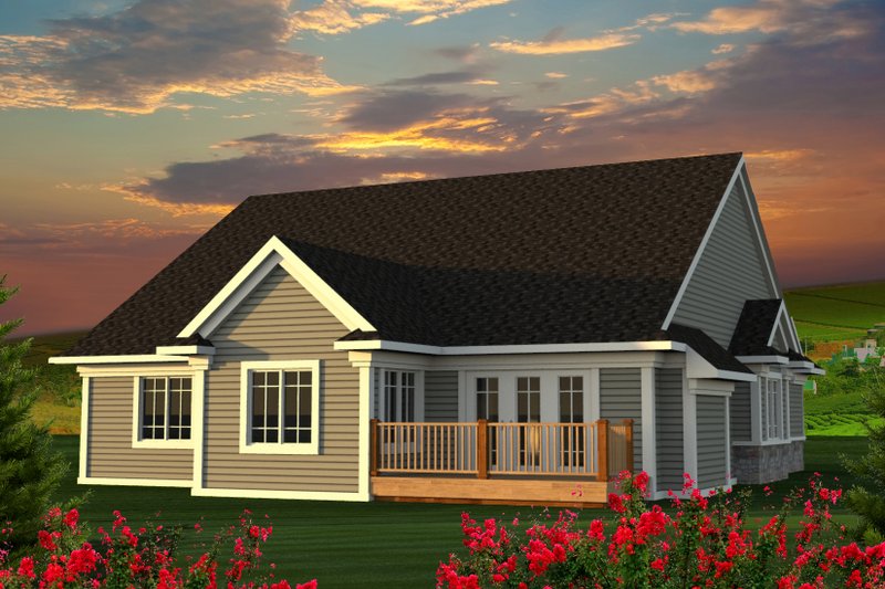 House Design - Exterior - Rear Elevation for Ranch House Plan #70-1212 - 2 bed, 2 bath