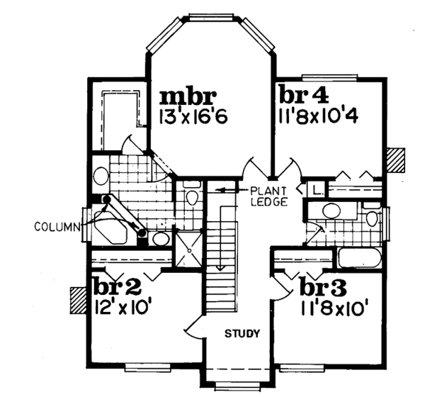 Architectural House Design - Victorian Floor Plan - Upper Floor Plan #47-832