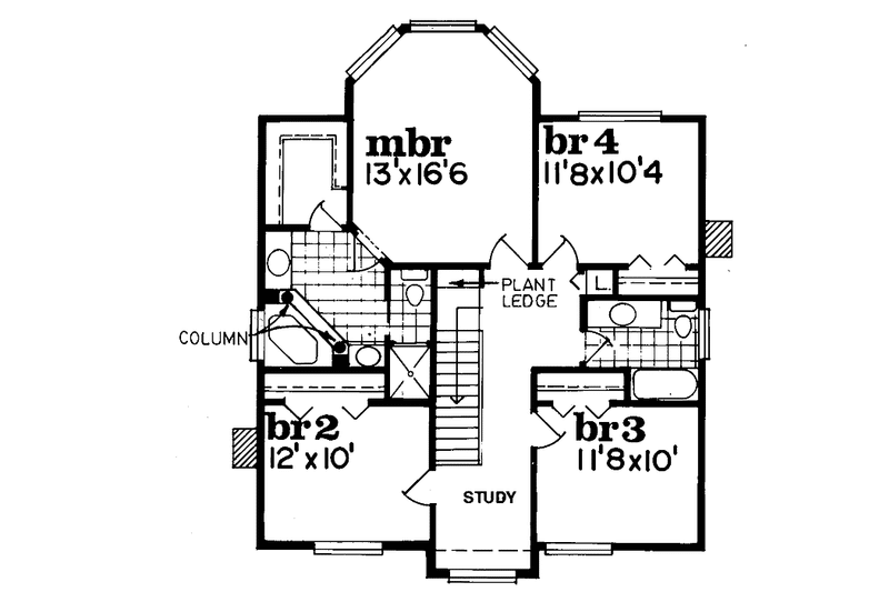 Architectural House Design - Floor Plan - Upper Floor for Victorian House Plan #47-832 - 4 bed, 2.5 bath