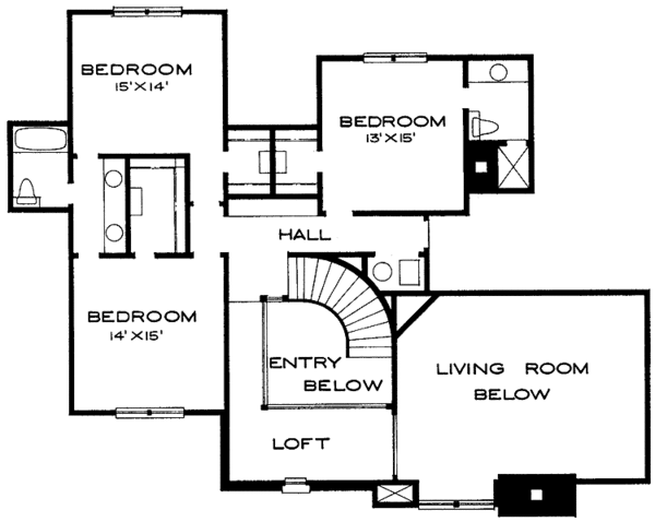 House Blueprint - European Floor Plan - Upper Floor Plan #310-1062