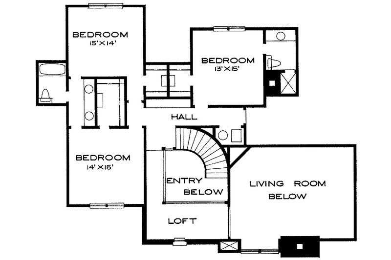 House Blueprint - Floor Plan - Upper Floor for European House Plan #310-1062 - 4 bed, 3.5 bath