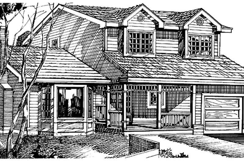 House Blueprint - Country Exterior - Front Elevation Plan #47-703