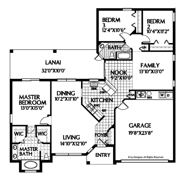 Architectural House Design - Ranch Floor Plan - Main Floor Plan #999-40