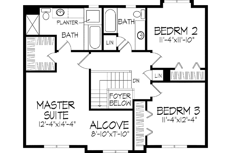 Architectural House Design - Floor Plan - Upper Floor for Tudor House Plan #51-832 - 3 bed, 2.5 bath
