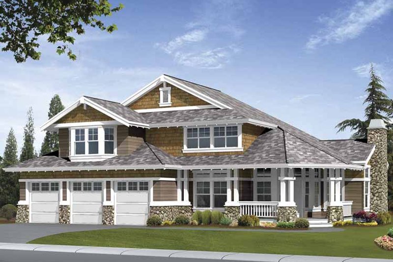 House Blueprint - Exterior - Front Elevation 3 for Craftsman House Plan #132-409 - 6 bed, 3.5 bath