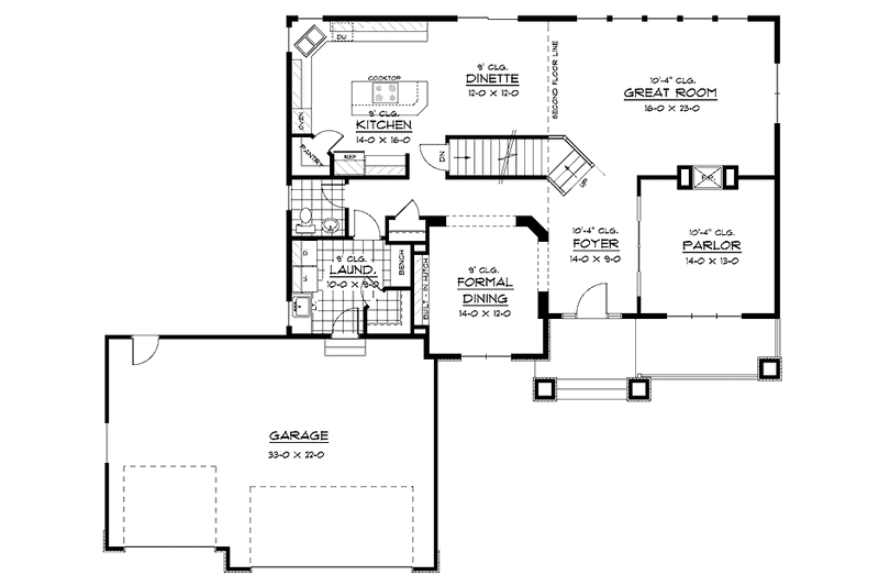 Home Plan - Floor Plan - Main Floor for European House Plan #51-618 - 3 bed, 2.5 bath