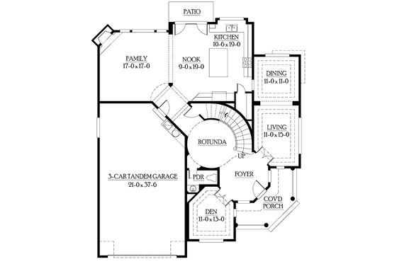 Floor Plan - Main Floor for Country House Plan #132-456 - 4 bed, 2.5 bath