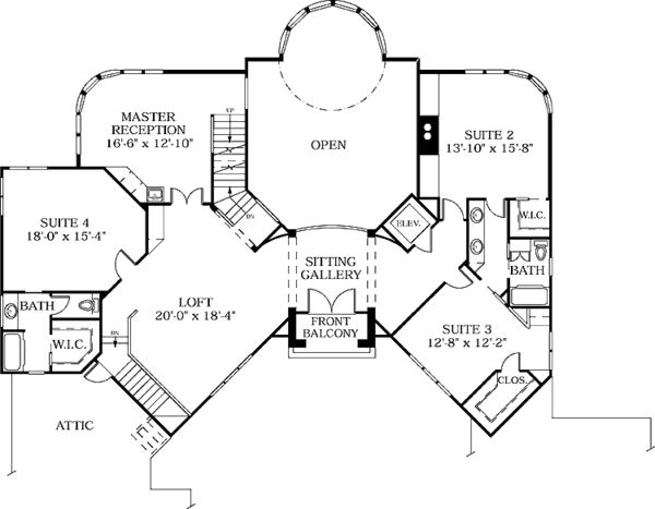 House Design - European Floor Plan - Upper Floor Plan #453-110