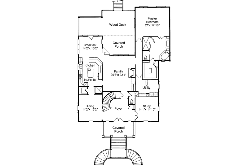 Home Plan - Floor Plan - Main Floor for Classical House Plan #37-264 - 4 bed, 3.5 bath