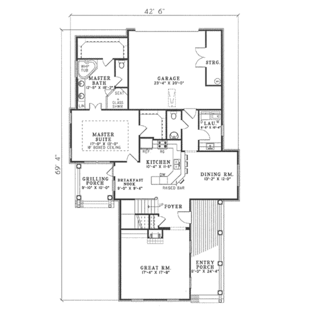 Southern Style House Plan - 4 Beds 2.5 Baths 2371 Sq/Ft Plan #17-404 ...