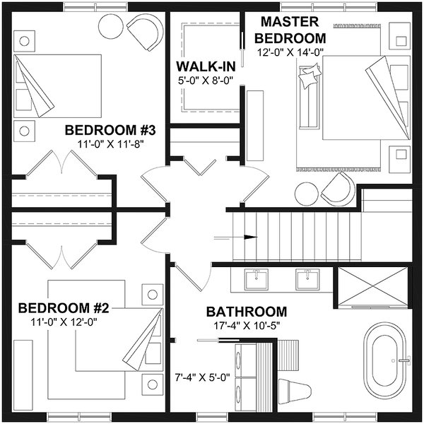 Contemporary Floor Plan - Upper Floor Plan #23-2825