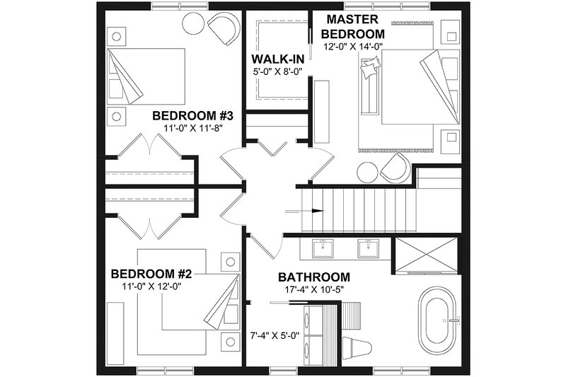 Dream House Plan - Floor Plan - Upper Floor for Contemporary House Plan #23-2825 - 3 bed, 1.5 bath