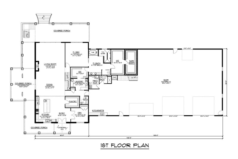 Barndominium Style House Plan - 3 Beds 3.5 Baths 4601 Sq Ft Plan #1064 