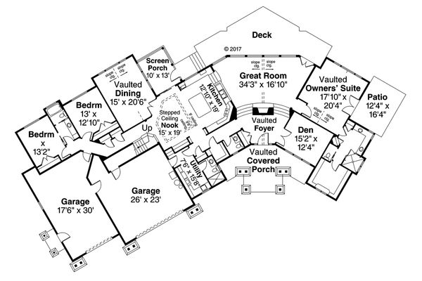 Architectural House Design - Craftsman Floor Plan - Main Floor Plan #124-1042