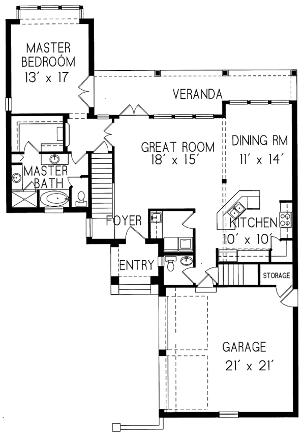 House Design - Mediterranean Floor Plan - Main Floor Plan #76-128