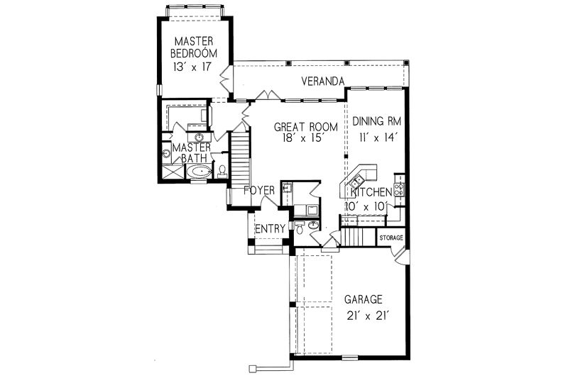 House Plan Design - Floor Plan - Main Floor for Mediterranean House Plan #76-128 - 3 bed, 2.5 bath