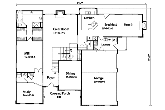 Floor Plan - Main Floor for Traditional House Plan #22-214 - 4 bed, 2.5 bath