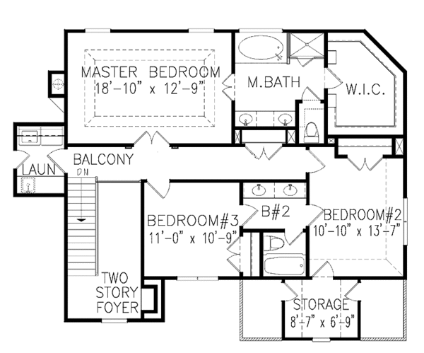 Dream House Plan - Craftsman Floor Plan - Upper Floor Plan #54-295