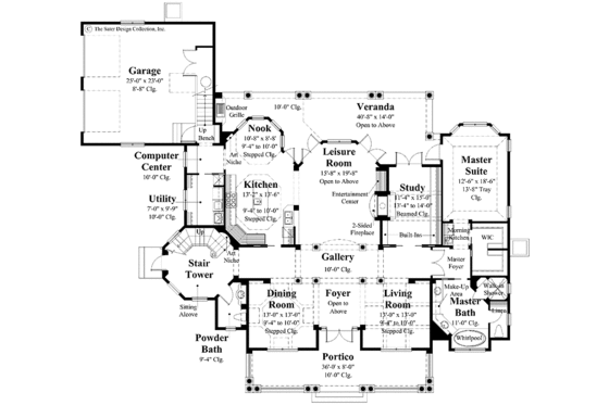 Floor Plan - Main Floor for Classical House Plan #930-271 - 4 bed, 3.5 bath