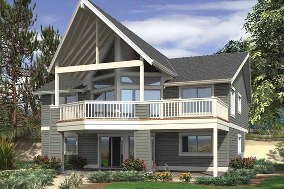 Exterior - Rear Elevation for Contemporary House Plan #132-541 - 4 bed, 3 bath