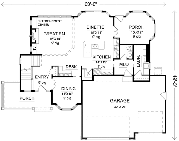 Architectural House Design - European Floor Plan - Main Floor Plan #320-1491