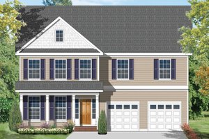 Colonial Exterior - Front Elevation Plan #1053-54