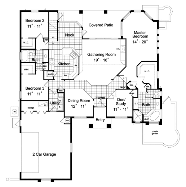 Architectural House Design - Mediterranean Floor Plan - Main Floor Plan #417-778